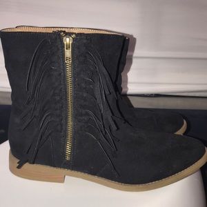 Black Fringe Booties